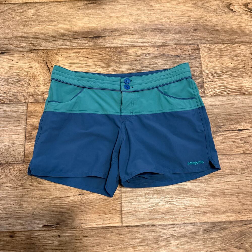 Patagonia Colorblock Stretch Wavefarer Shorts in Teal